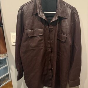 Aritzia Brown Leather Shacket